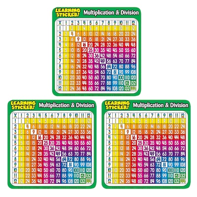 Scholastic Teaching Solutions Multiplication-Division Learning Stickers, 4, 20 Per Pack, 3 Packs (T