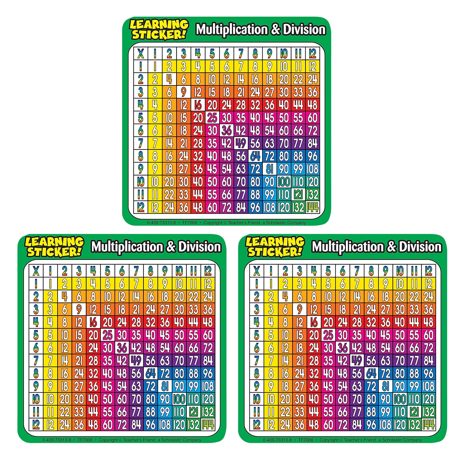 Scholastic Teaching Solutions Multiplication-Division Learning Stickers, 4, 20 Per Pack, 3 Packs (TF-7006-3)