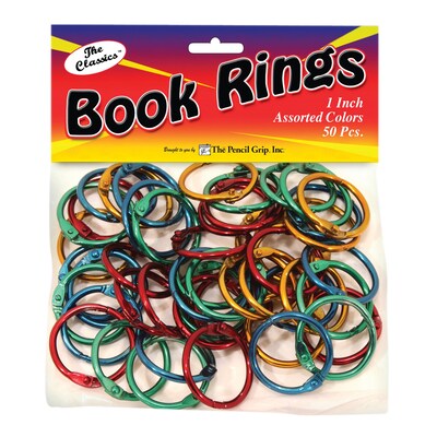 The Pencil Grip Book Rings, 1" Capacity, Assorted Metallics, 50/Pack, 2 Packs (TPG189-2)