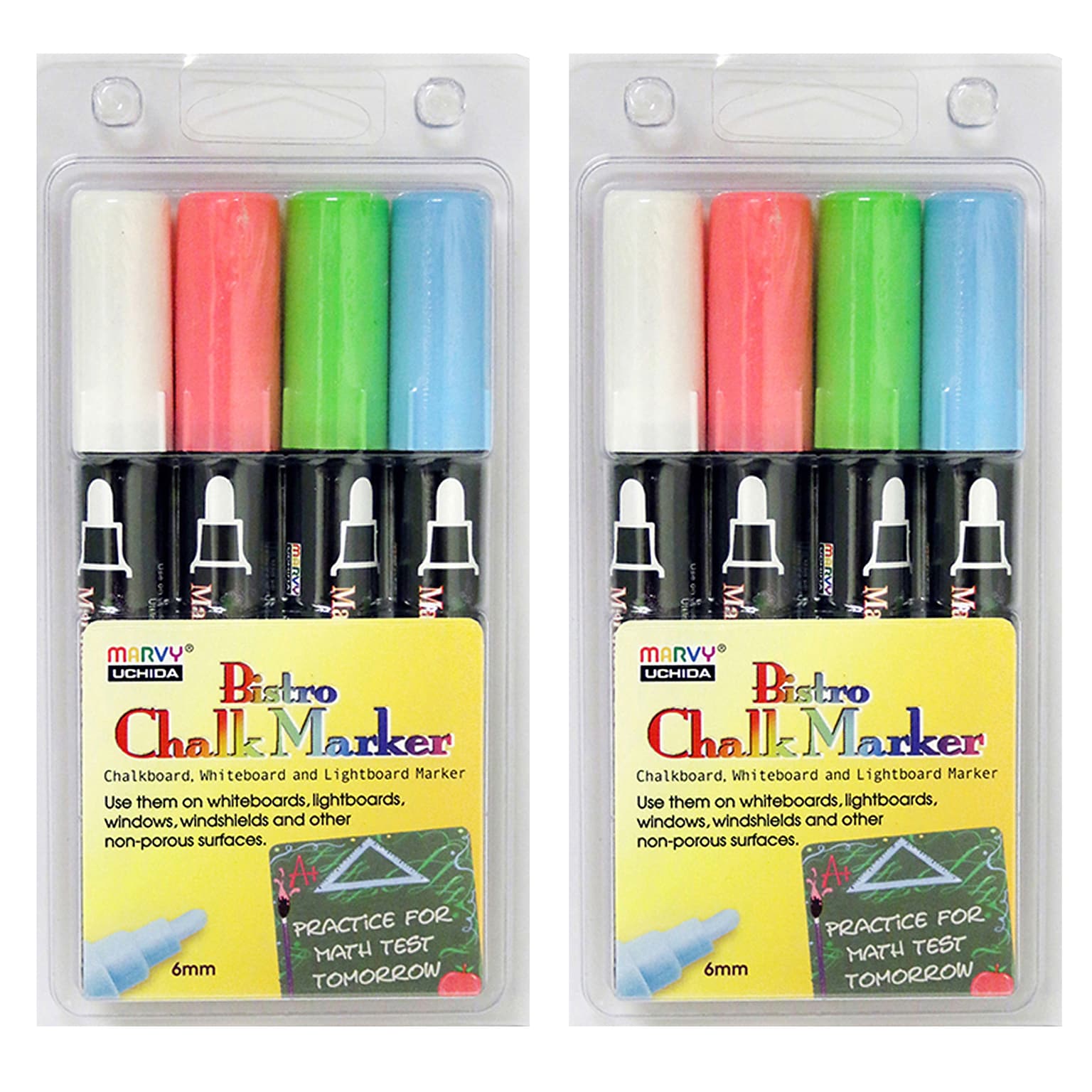 Marvy Uchida Chalk Markers, Bullet Tip, Assorted, 4/Pack, 2 Packs (UCH4804ED-2)