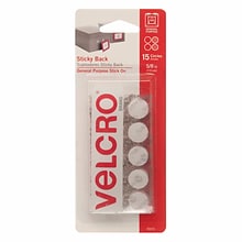 VELCRO® Sticky Back™ 5/8 Diameter, Round Hook & Loop Fastener, White, 15 Per Pk/6 Sets (VEC90070-6)