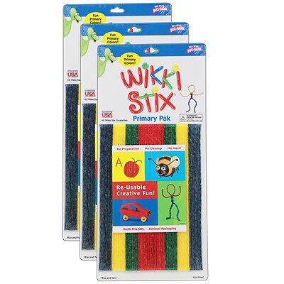 Wikki Stix® Primary Colors, 48 Per Pack, 3 Packs (WKX803-3)