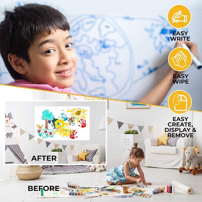 Kids Cling-rite Removable Dry Erase Roll with Marker, 50' Roll, White (CGS1005CLINGRIT)