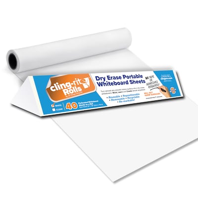 Cling-rite Removable Dry Erase Sheets Roll, 100 Roll, White (CGS1003CLINGRITE)