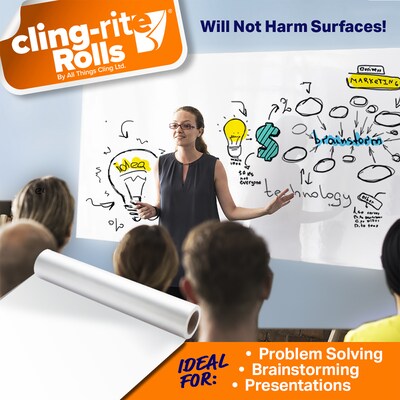 Cling-rite Removable Dry Erase Sheets Roll, 100' Roll, White (CGS1003CLINGRITE)