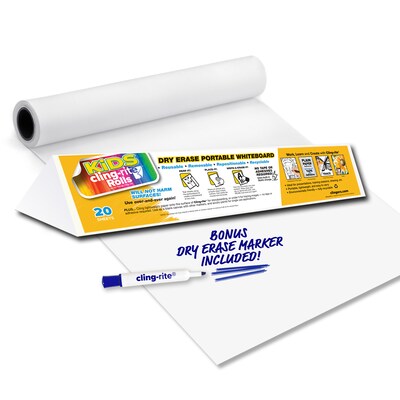 Kids Cling-rite Removable Dry Erase Roll with Marker, 50' Roll, White (CGS1005CLINGRIT)
