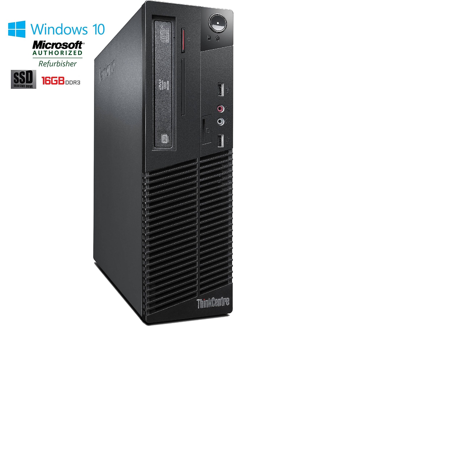 Lenovo M72 Small Form Factor Refurbished Desktop Computer, Intel Core i5 3470, 16GB Memory, 240GB SSD, DVDRW, Windows 10 Pro