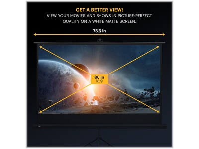 Kodak 80" Manual Tripod Projector Screen, Matte White (RODPJSTS80.16)