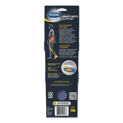 Dr. Scholls Pain Relief Orthotic Heavy Duty Support Insoles, Men Sizes 8-14, Pair (DSC59048)