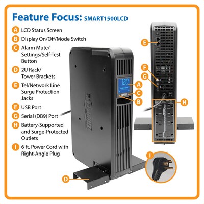 Tripp Lite UPS 900VA Battery Backup UPS, 8-Outlets, Black (OMNI900LCD)