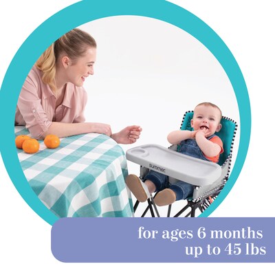 Summer Infant Pop 'N Dine High Chair 2.0, Aqua Sugar (22554)