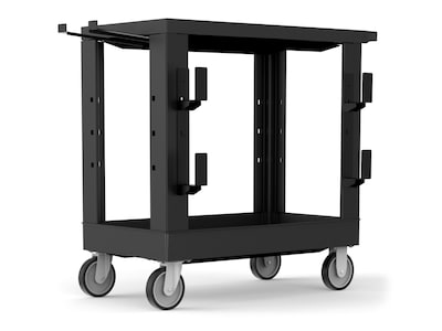 Luxor 2-Shelf Polyethylene Mobile Utility Cart with Swivel Wheels, Black (EC21-NDUST-B)