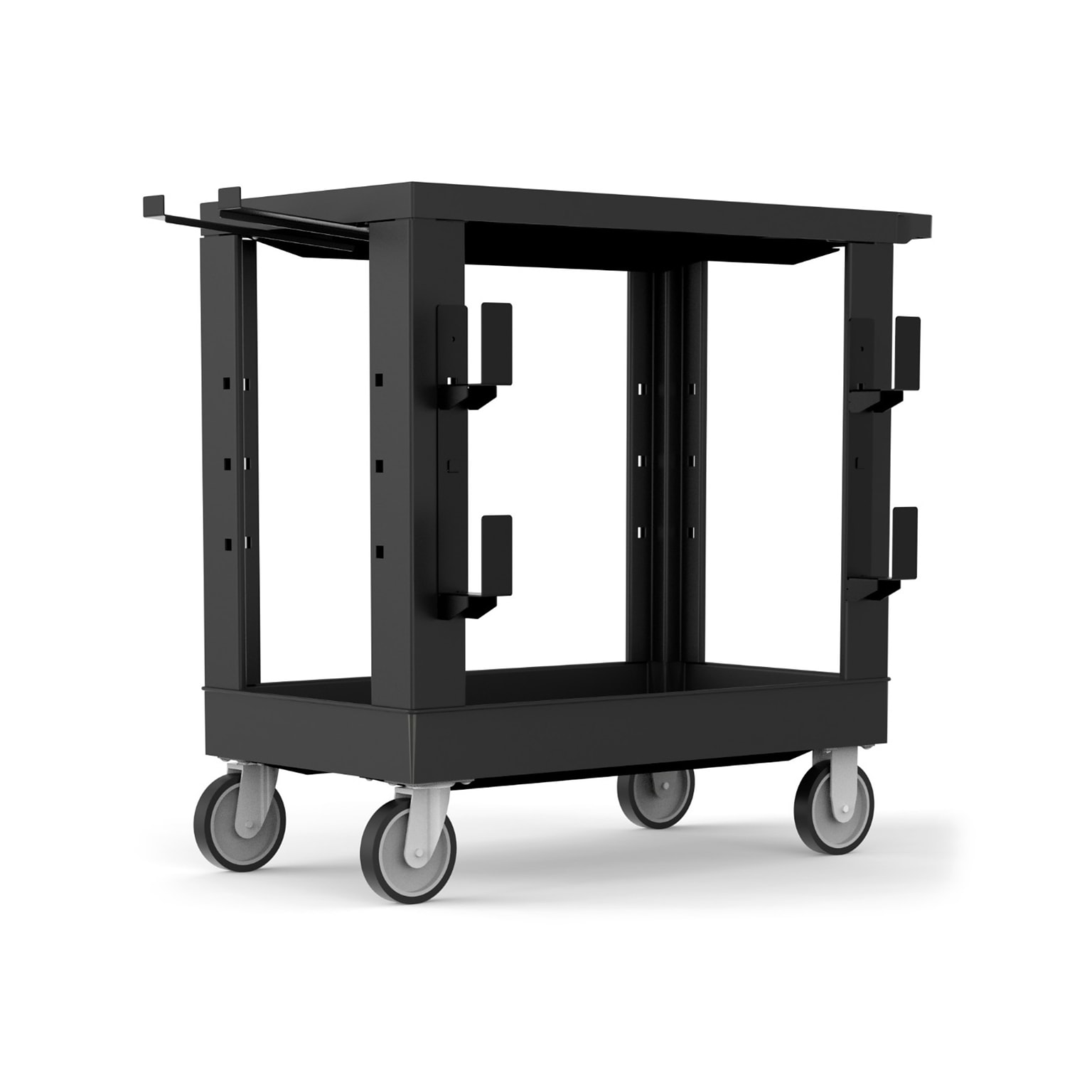 Luxor 2-Shelf Polyethylene Mobile Utility Cart with Swivel Wheels, Black (EC21-NDUST-B)