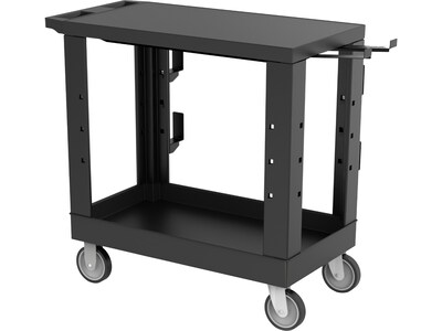 Luxor 2-Shelf Polyethylene Mobile Utility Cart with Swivel Wheels, Black (EC21-NDUST-B)