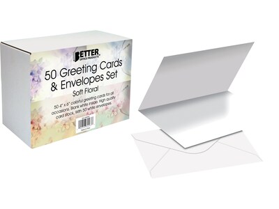 Better Office Cards with Envelopes, 4" x 6", Floral, 50/Pack (64567-50PK)