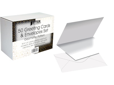 Better Office Cards with Envelopes, 4" x 6", Geometric Patterns, 50/Pack (64557-50PK)
