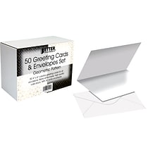 Better Office Cards with Envelopes, 4 x 6, Geometric Patterns, 50/Pack (64557-50PK)