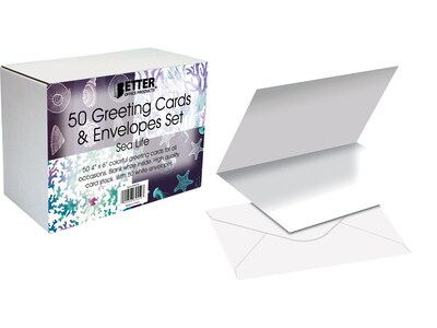 Better Office Cards with Envelopes, 4" x 6", Sea Life, 50/Pack (64559-50PK)