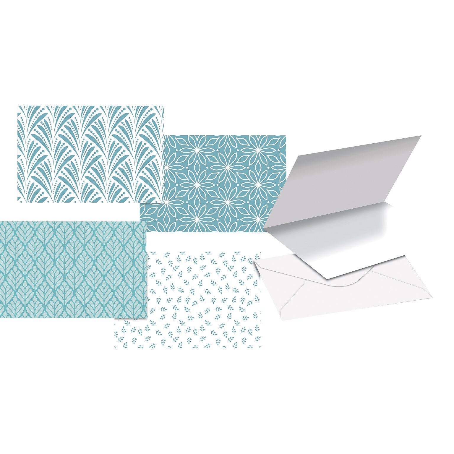 Better Office Cards with Envelopes, 4 x 6, Blue Hue Floral, 100/Pack (64566-100PK)