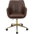 Hanover Chelsea Faux Leather Swivel Adjustable Gas Lift Tufted Office Chair, Brown, HOC0015