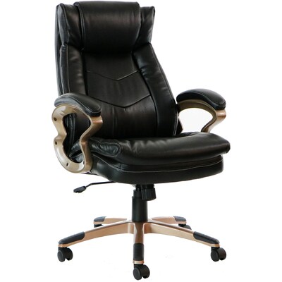 Hanover Atlas Faux-Leather Swivel Executive Office Chair, Black, HOC0011