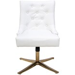 Hanover Edina Faux Leather Adjustable Gas Lift Tufted Office Chair, White, HOC0016