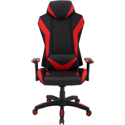 Hanover Commando Fabric Ergonomic High-Back Adjustable Gas Lift Seating Gaming Chair, Black and Red, HGC0105