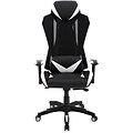 Hanover Commando Fabric Ergonomic High-Back Gaming Adjustable Gas Lift Seating Gaming Chair, Black and White, HGC0104
