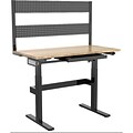 Hanover Natural Wood Motorized Adjustable Heights and Peg Board 24-In. Wide Seat Work Bench, Natural Wood and Black, HGS001-BLK