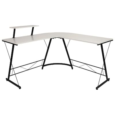 Flash Furniture 72W L-Shaped Computer Corner Desk, White (NANCD22181WHBK)