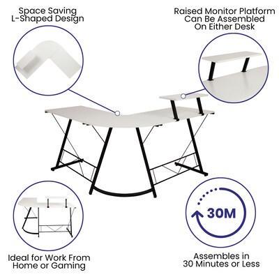 Flash Furniture 72"W L-Shaped Computer Corner Desk, White (NANCD22181WHBK)