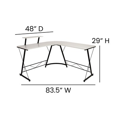 Flash Furniture 72"W L-Shaped Computer Corner Desk, White (NANCD22181WHBK)