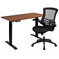 Flash Furniture Electric 27"H - 44"H Adjustable Standing Black Desk with Black Mesh Task Office Chair, Mahogany (BNBLX5STDR)
