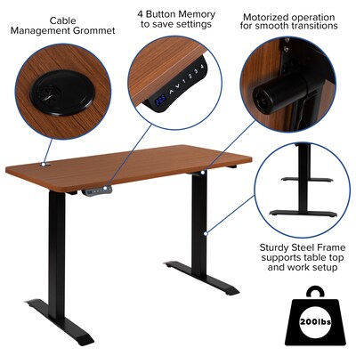 Flash Furniture Electric 27"H - 44"H Adjustable Standing Black Desk with Black Mesh Task Office Chair, Mahogany (BNBLX5STDR)