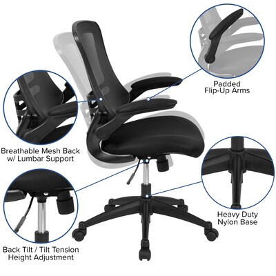 Flash Furniture Electric 27"H - 44"H Adjustable Standing Black Desk with Black Mesh Task Office Chair, Mahogany (BNBLX5STDR)