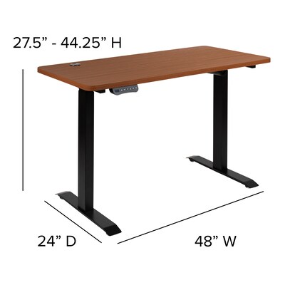 Flash Furniture Electric 27"H - 44"H Adjustable Standing Black Desk with Black Mesh Task Office Chair, Mahogany (BNBLX5STDR)