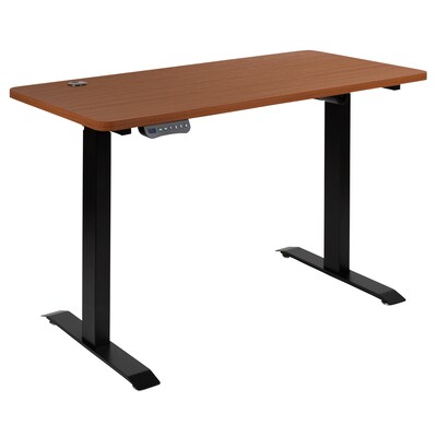 Flash Furniture Electric 27"H - 44"H Adjustable Standing Black Desk with Black Mesh Task Office Chair, Mahogany (BNBLX5STDR)