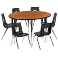 Flash Furniture Emmy 48 Round Activity Table Set, Height Adjustable, Oak/Black (XUG16CHA48HCOTA)