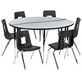 Flash Furniture Emmy 60 Round Activity Table Set, Height Adjustable, Gray/Black (XUG16CHA60HCGTA)