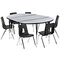 Flash Furniture Emmy Oval Wave Activity Table Set, 47.5 x 76, Height Adjustable, Grey/Black (XUG16C304C48GTA)