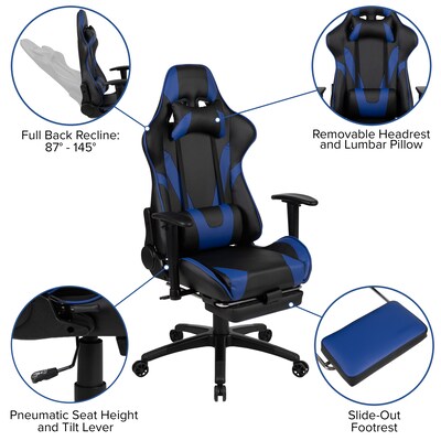 Flash Furniture X30 Ergonomic LeatherSoft Swivel Gaming Chair, Blue (CH187230BL)