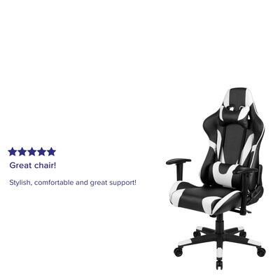 Flash Furniture X20 Ergonomic LeatherSoft Swivel Reclining Gaming Chair, Black (CH1872301BK)