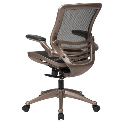 Flash Furniture Warfield Ergonomic Mesh Swivel Mid-Back Executive Office Chair, Black with Gold Frame (BL8801X)