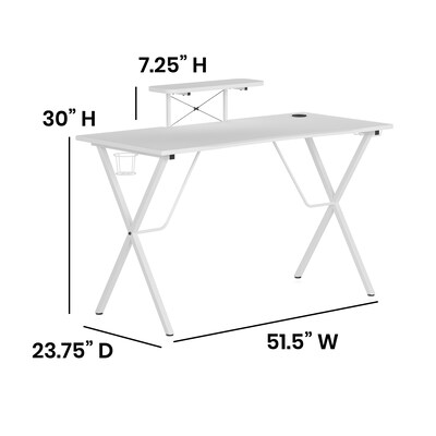 Flash Furniture 52"W Gaming Desk, White (NANRSG1031WH)