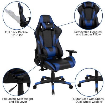 Flash Furniture 52" Gaming Desk with Blue Reclining Gaming Chair Set, Black (BLNX20RSG1031BL)