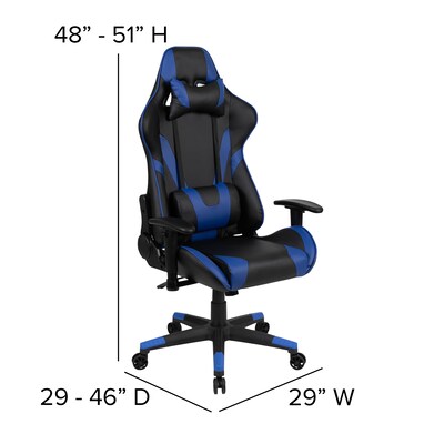 Flash Furniture 52" Gaming Desk with Blue Reclining Gaming Chair Set, Black (BLNX20RSG1031BL)