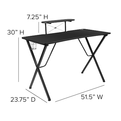 Flash Furniture 52" Gaming Desk with Blue Reclining Gaming Chair Set, Black (BLNX20RSG1031BL)