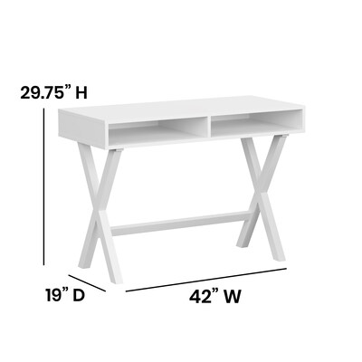 Flash Furniture 42" Home Office Writing Computer Desk with Open Storage Compartments, White (GCMBLK61WH)