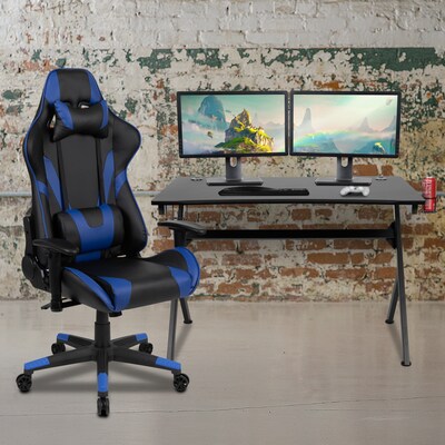 Flash Furniture 45" Gaming Desk and Blue/Black Reclining Gaming Chair Set, Black (BLNX20D1904BL)