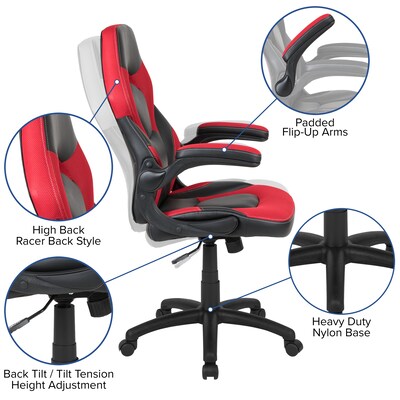 Flash Furniture 52" Gaming Desk and Red/Black Racing Chair Set, Black (BLNX10RSG1031RD)